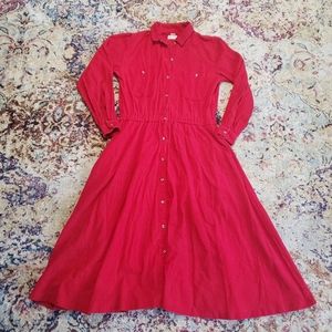 Vintage 80s Oakbrook Sports Red Corduroy Dress Size 12